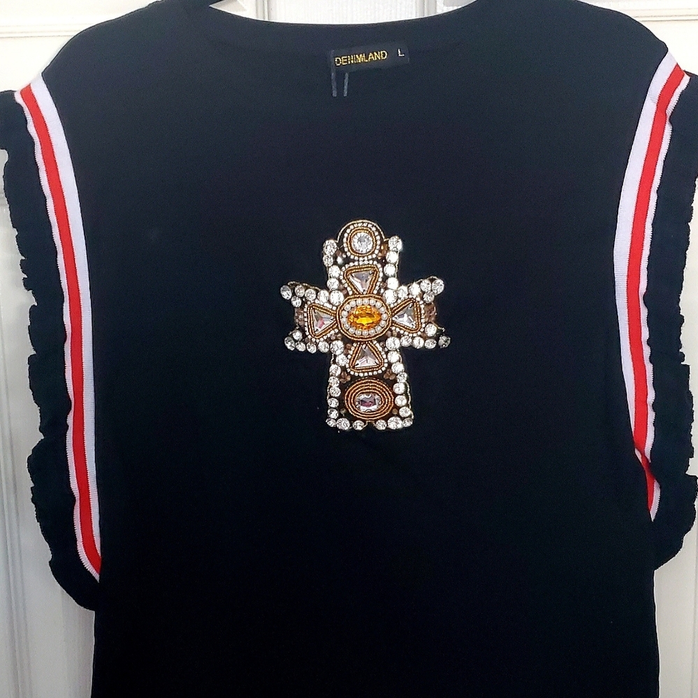 Black blouse with crystals